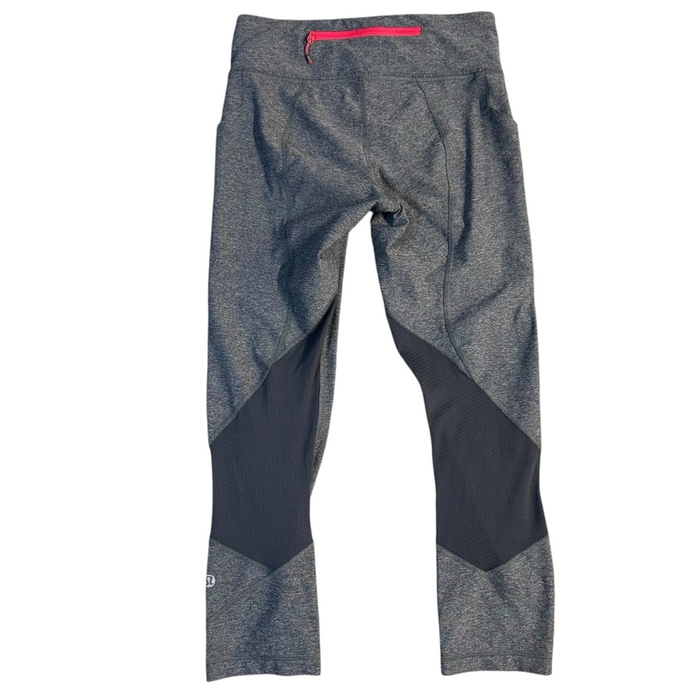 Lululemon Pace Revival Crop Leggings Womens Size 4 Heathered Grey & Neon Pants